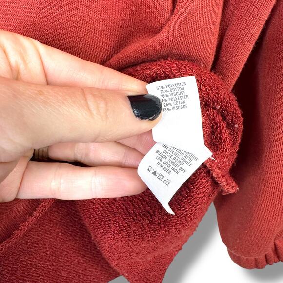 Aerie Burnt Red Sunday Soft Quarter Zip Collar Raw Hem Pullover Sweater XS - Picture 5 of 7